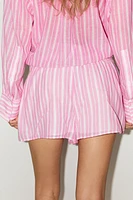 STRIPED GAUZE PAJAMA SHORTS