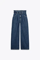 TRF HIGH-WAISTED PAPERBAG BELT JEANS