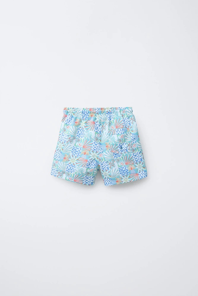 6-14 YEARS/ PALM TREE PRINT SWIM SHORTS