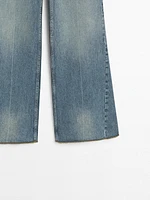 Jean flare taille haute coton