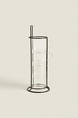 BOROSILICATE GLASS CUP TOWER (SET OF 4)