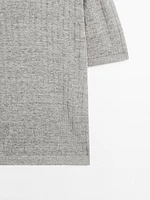 T-shirt en maille côtelée 100 % lin