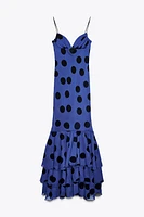 POLKA DOT RUFFLE LONG DRESS