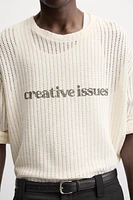 TEXTURED TEXT SWEATSHIRT