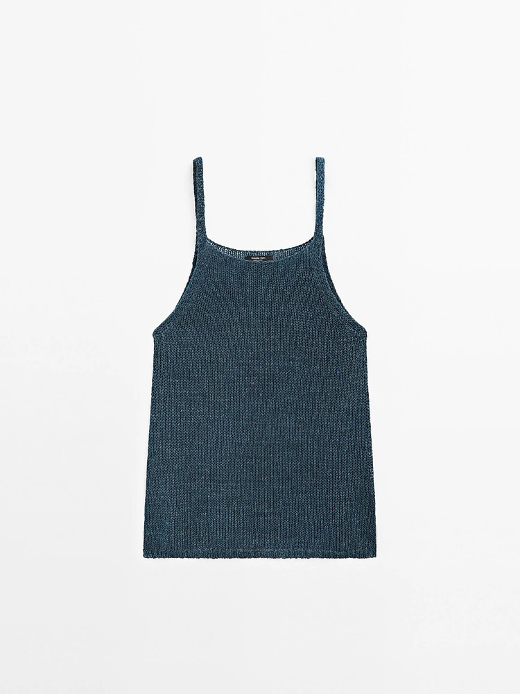 Top en maille à encolure américaine