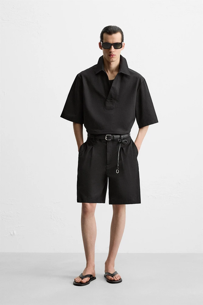 COTTON - LINEN POLO SHIRT