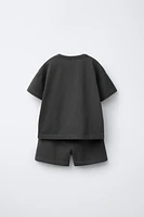 PLAIN T-SHIRT AND BERMUDA JOGGING SET