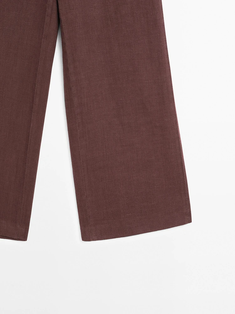 Pantalon droit avec poches 100 % lin