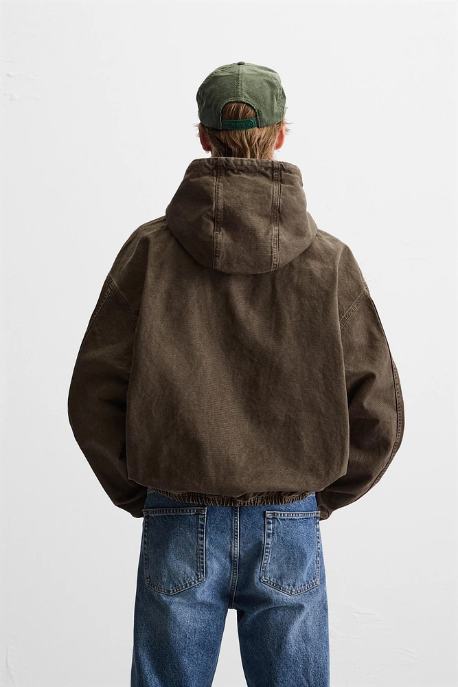 BLOUSON DÉLAVÉ À CAPUCHE