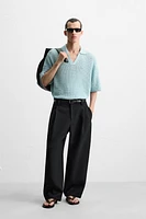 CROCHET KNIT POLO SHIRT