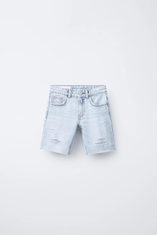 RIPPED DENIM SHORTS