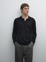 100% linen knit polo collar sweater