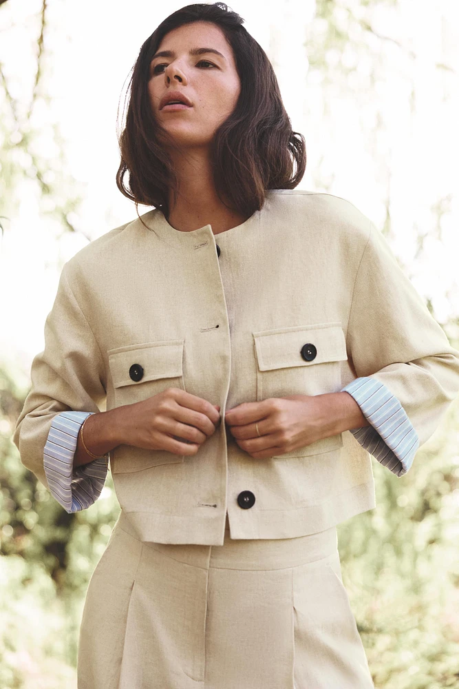 VESTE COURTE AVEC LIN