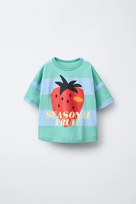 T-SHIRT À RAYURES ET IMPRIMÉ FRAISE