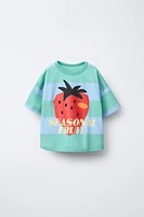 T-SHIRT À RAYURES ET IMPRIMÉ FRAISE