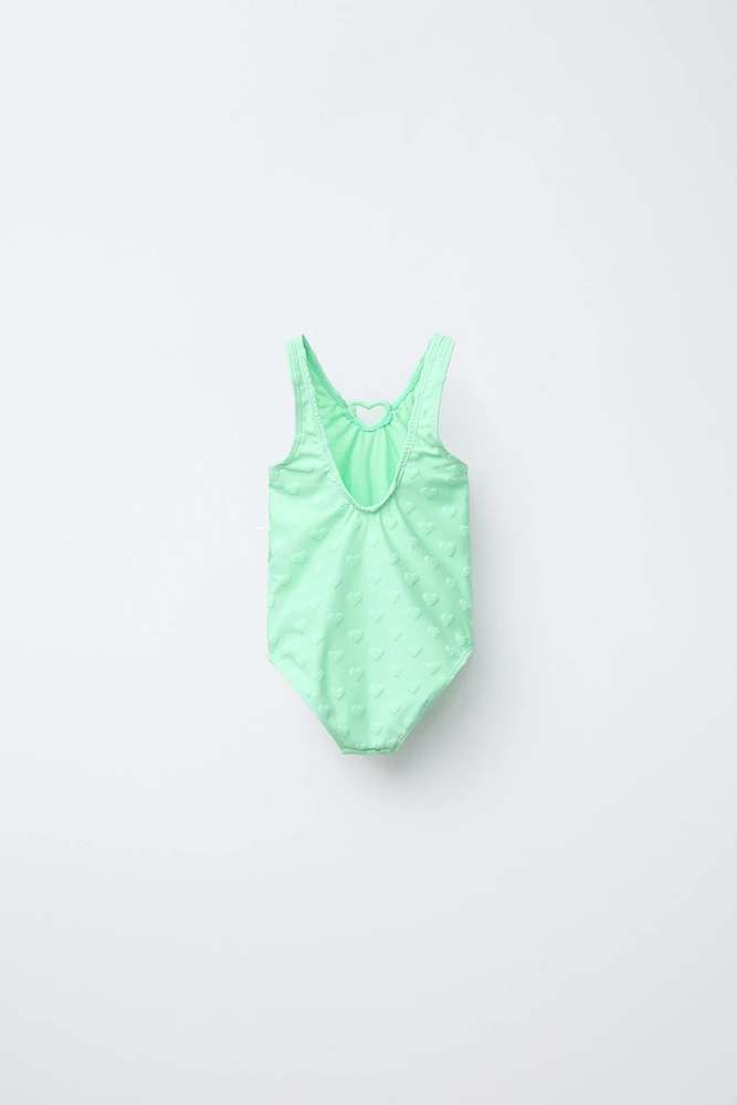 1-6 ANS/ MAILLOT DE BAIN À CŒURS SERVIETTE
