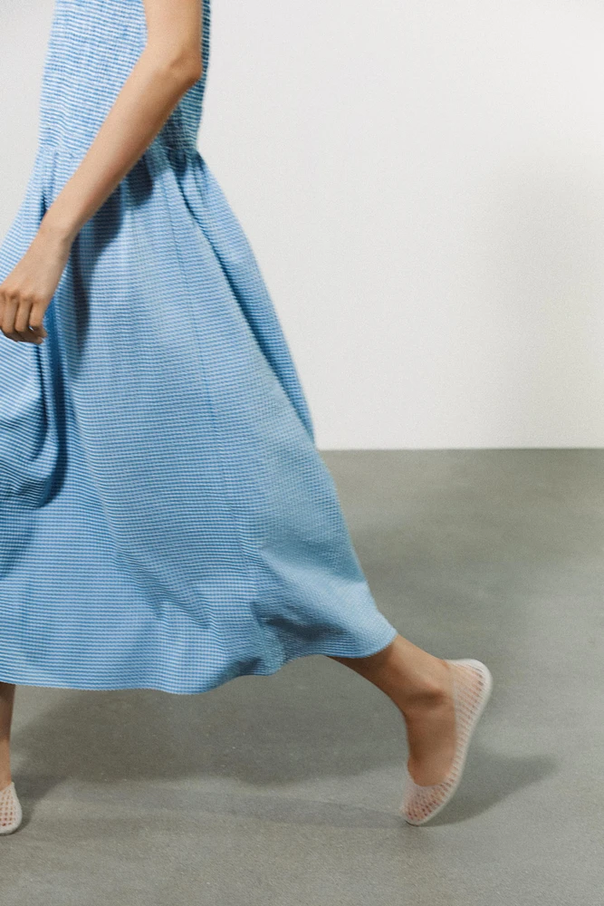 GINGHAM MIDI DRESS