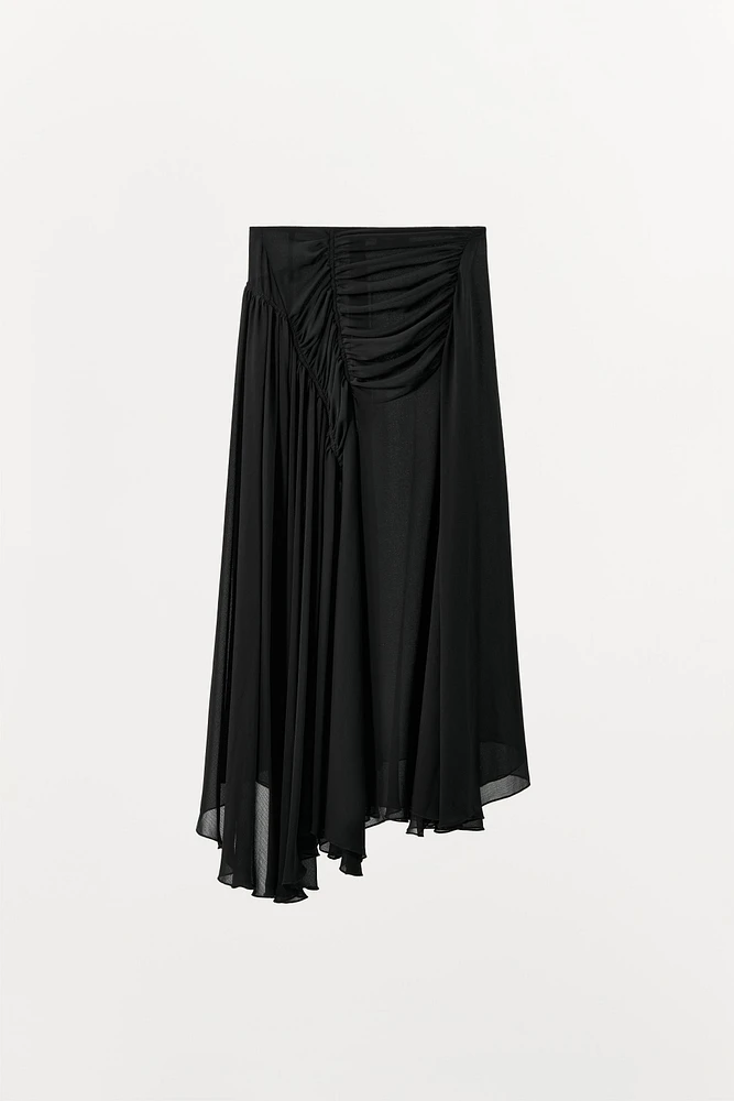 JUPE MIDI GEORGETTE DRAPÉE