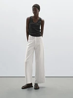 Jean wide leg taille haute avec découpes