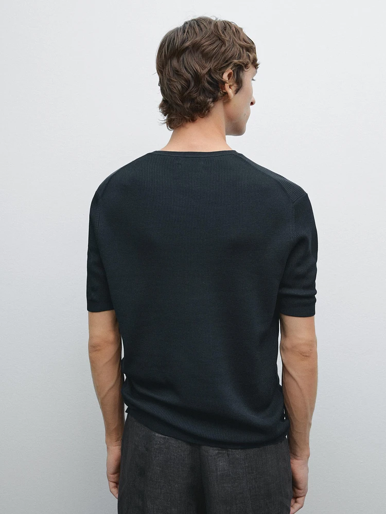 100% cotton short sleeve knit sweater