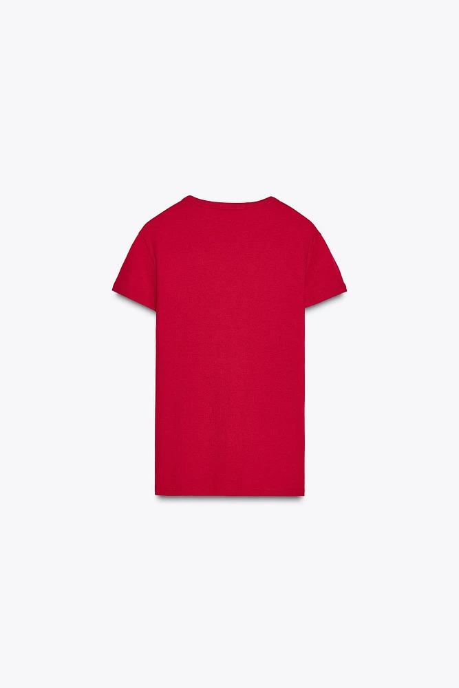 T-SHIRT CÔTELÉ À MANCHES COURTES