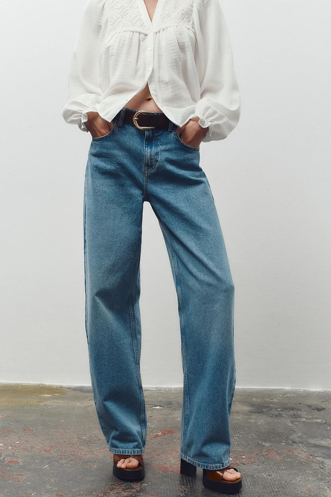 Z1975 HIGH-WAISTED WIDE LEG TAPERED BELTED JEANS