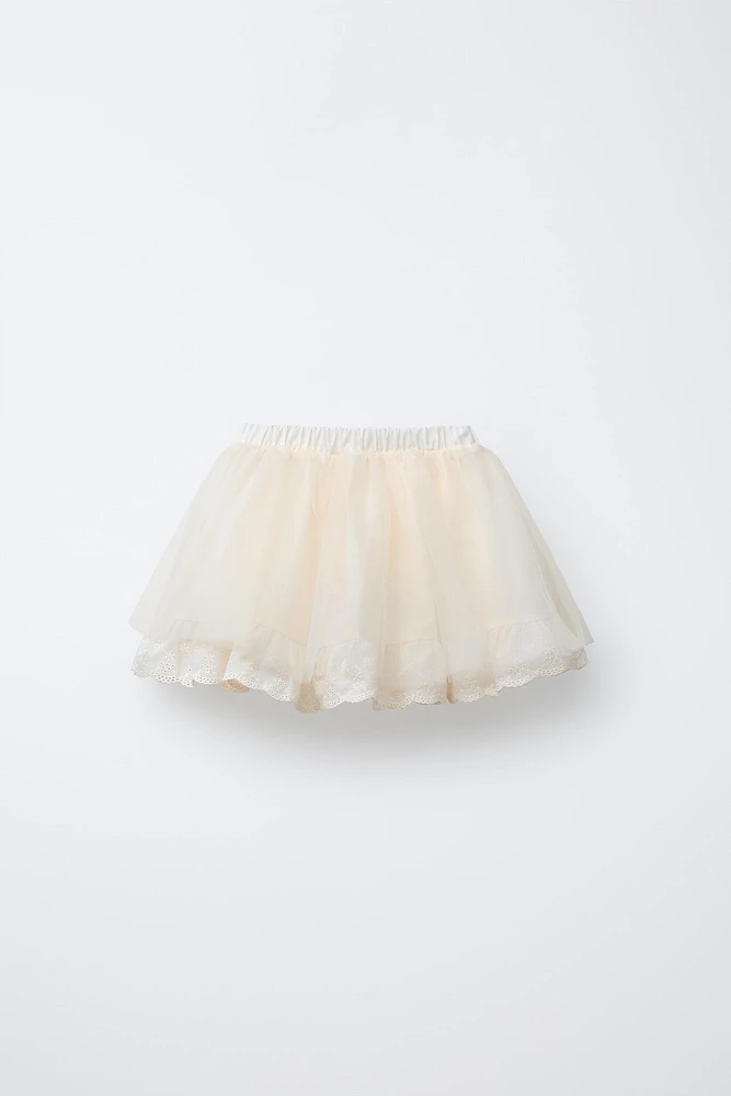 EMBROIDERED TULLE DOUBLE SKIRT