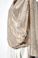 SEQUIN WRAP BLOUSE