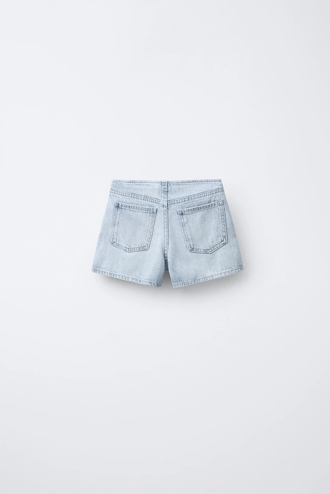 BERMUDA EN DENIM SANS BOUTONS À LA TAILLE
