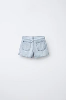 BERMUDA EN DENIM SANS BOUTONS À LA TAILLE