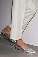 LEATHER METALLIC EFFECT SLINGBACK BALLET FLATS