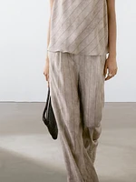 Pantalon droit fluide à rayures