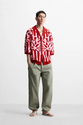 CHEMISE EN MAILLE JACQUARD CONTRASTE