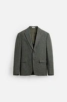 HOUNDSTOOTH LINEN BLEND SUIT JACKET