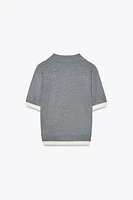 COMBINED KNIT POLO TOP