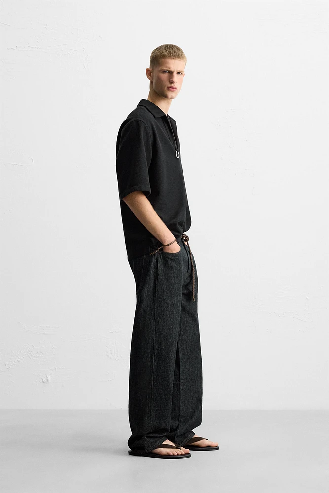 RELAXED FIT TEXTURED POLO SHIRT