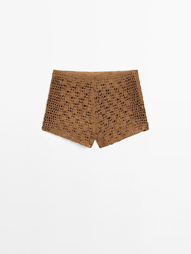 Short crochet cuir finition daim