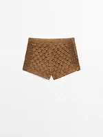 Short crochet cuir finition daim