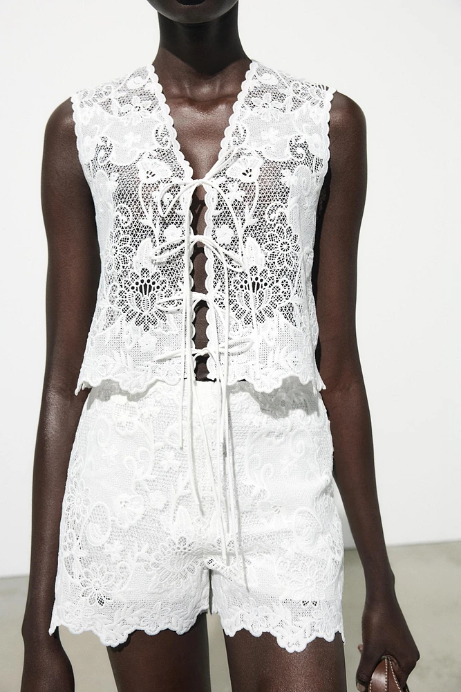 EMBROIDERED TIE VEST