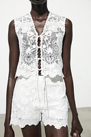 EMBROIDERED TIE VEST