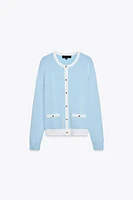 CONTRAST TRIM KNIT JACKET
