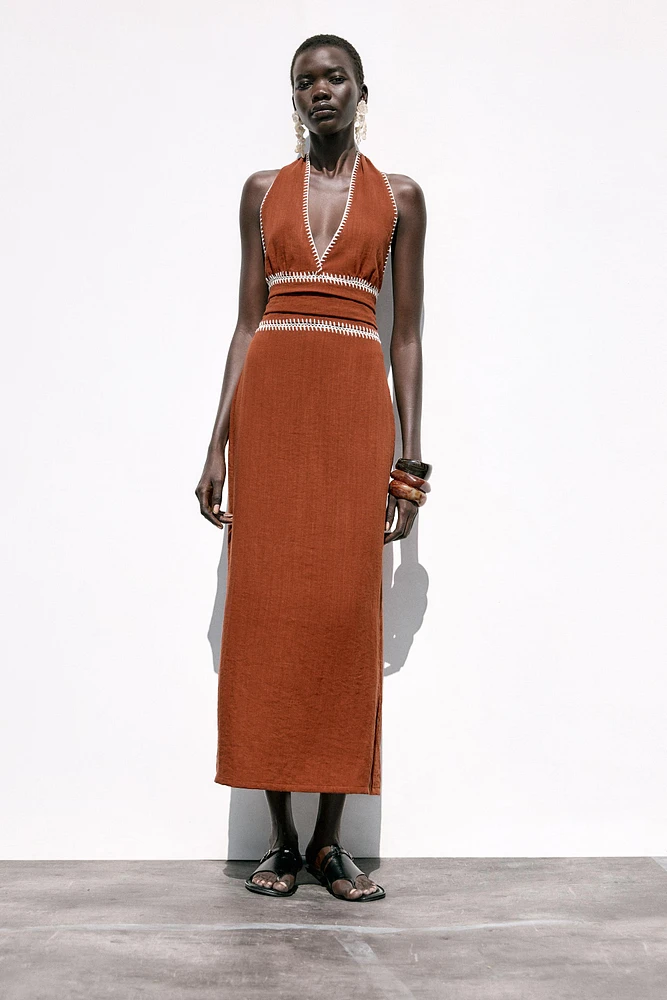 EMBROIDERED MIDI DRESS
