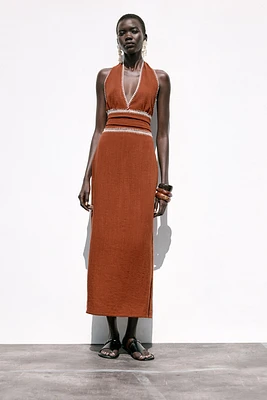EMBROIDERED MIDI DRESS