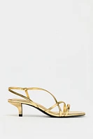 LEATHER KITTEN HEEL SANDALS