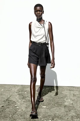 BELTED COMBINATION SHORT JUMPSUIT