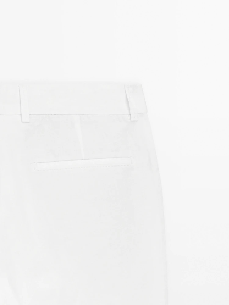 Pantalon tappered fit en coton et lin
