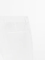 Pantalon tappered fit en coton et lin