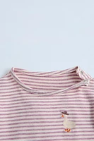 EMBROIDERED DUCK STRIPED T-SHIRT