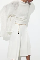 BELTED PLEATED LONG SHORTS