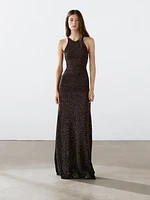 Long knit cotton blend dress